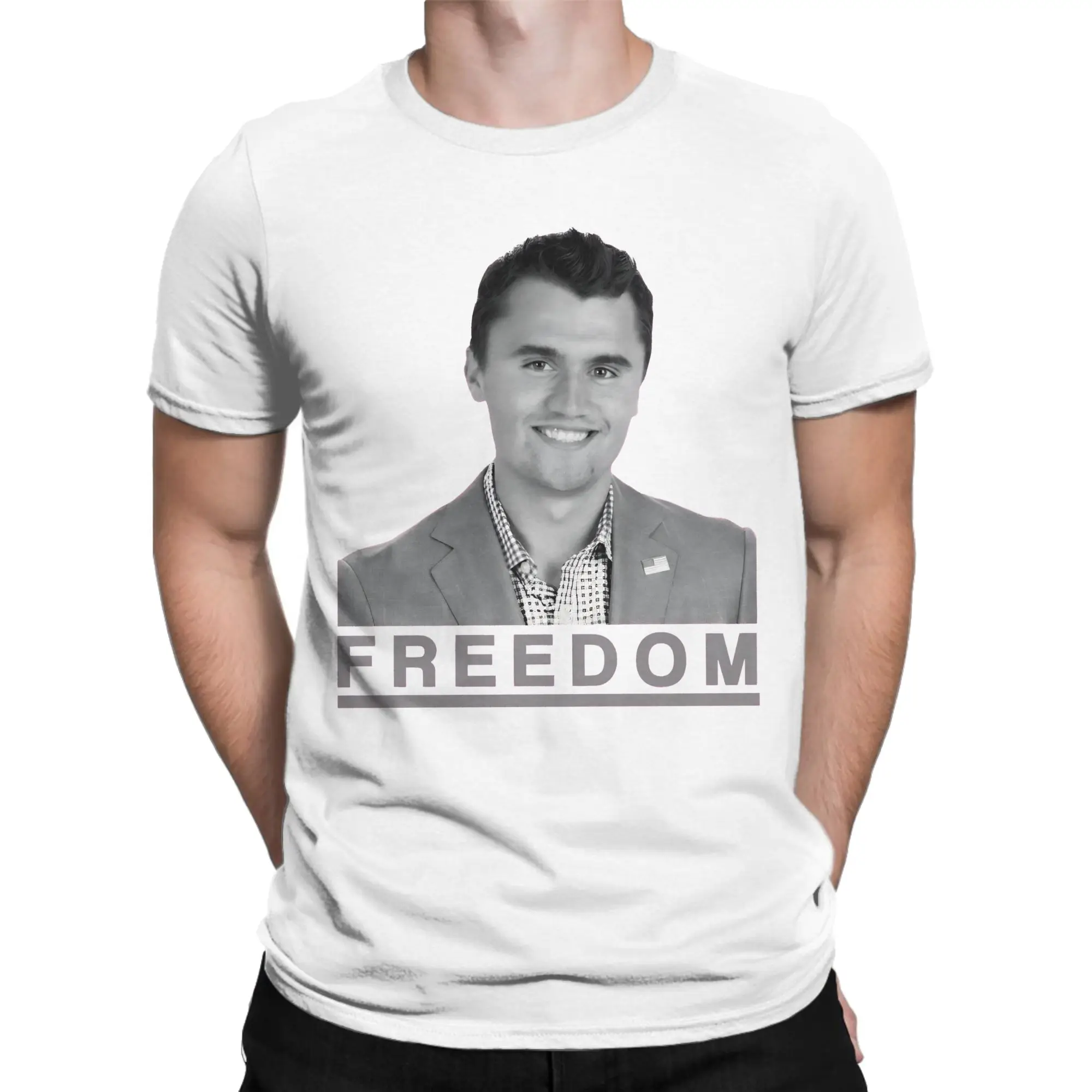 Vintage T-Shirt Beach Freedom Charlie Hipster T-Shirts  100 Cotton Tee Shirt for Male Aesthetic Plus Size Short Sleeve Tops