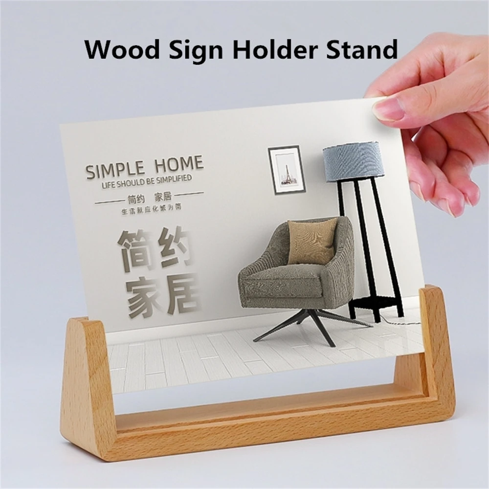 8 Inch Wood Acrylic Card Holder Display Stands Table Number Photo Picture Poster Frame Menu Paper Holder Stand