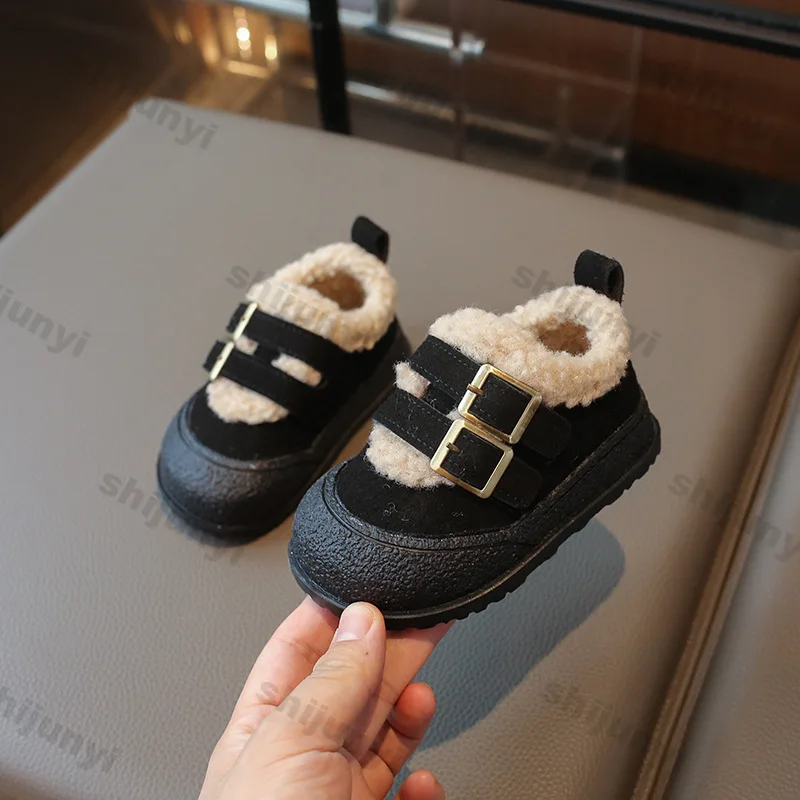 Scarpe invernali per bambini Scarpe comode in cotone per bambini in peluche Suola morbida per bambini Comfort Fibbia antiscivolo Scarpe da passeggio per 1-3 anni