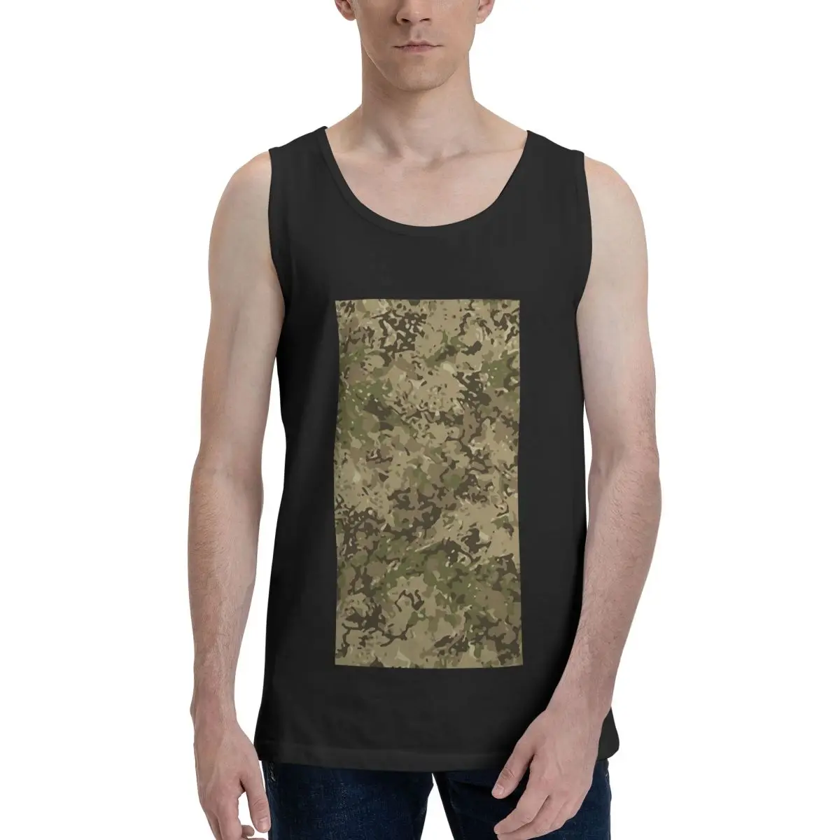 Sudadera militar Multicam Trout Camo 100% de algodón para hombre, chaleco, ropa sin mangas, camisetas, camisetas sin mangas para hombre, camiseta