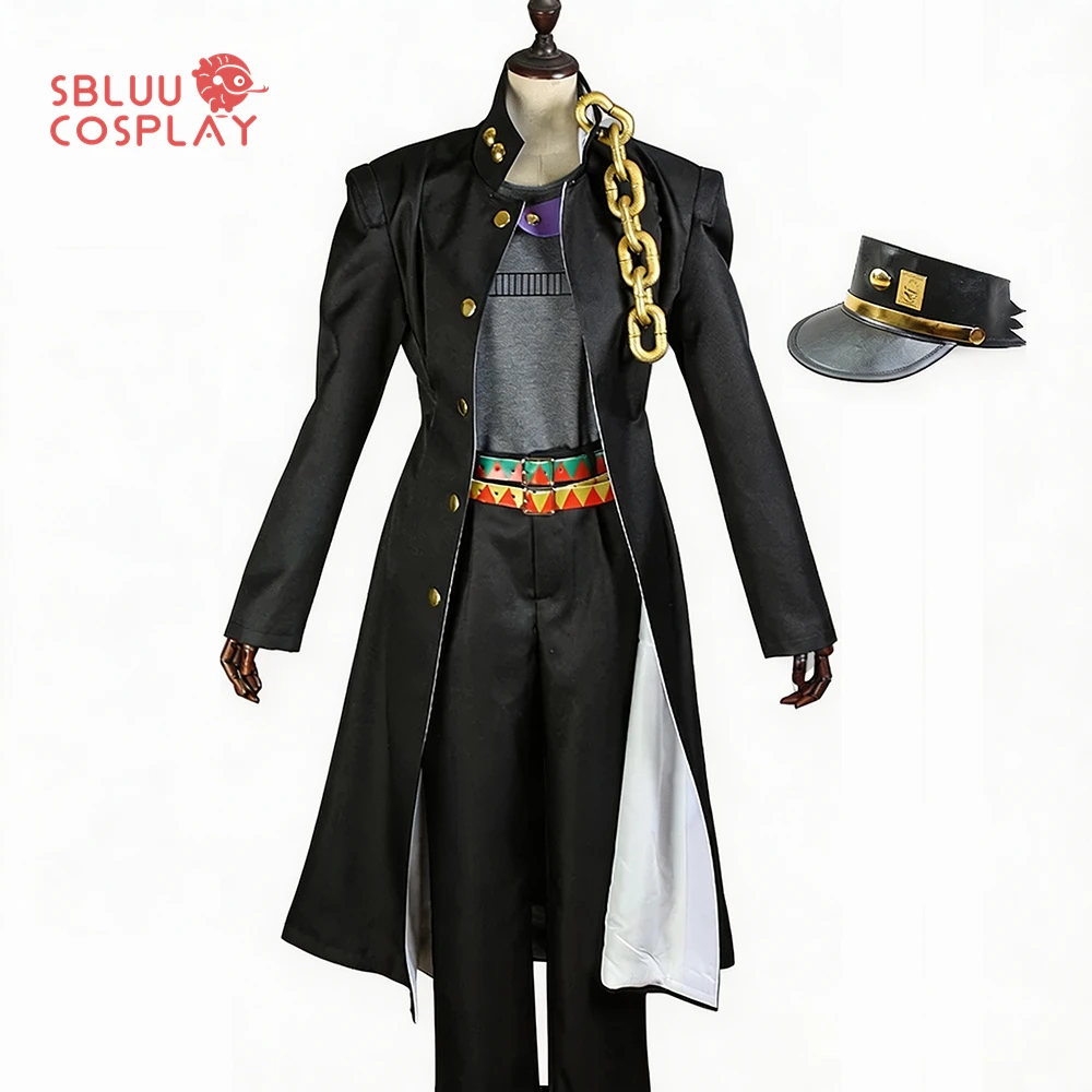 sbluucosplay-costume-de-cosplay-kujo-jotaro-tenue-noire-uniforme-anime-fete-d'halloween-pantalon-trench-chapeau