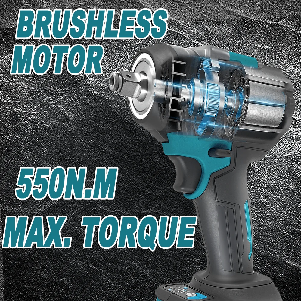 550N.m Cordless Brushless Electric Wrench 1/2-1/4 Inch Rechargeable Wrench Protable Home Power Tools For Makita 18V Battery