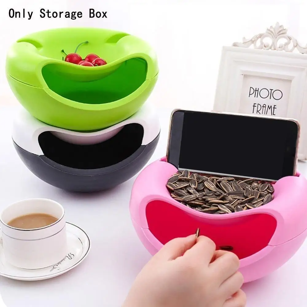 Creative lazy fruit box fruit bowl ear-free melon seed artifact double cell phone holder melon seed bowl fruit bowl fruit basket