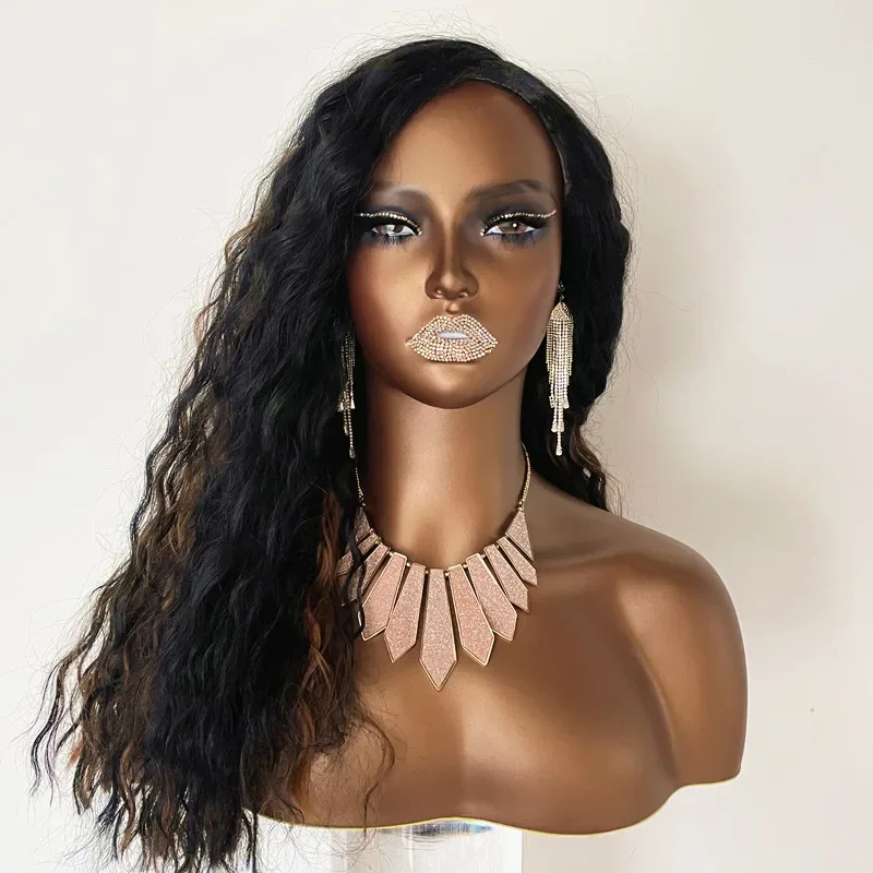 Kepala Manekin Afrika Amerika untuk Wig Menampilkan Payudara Kepala Boneka Manikin Wanita Realistis