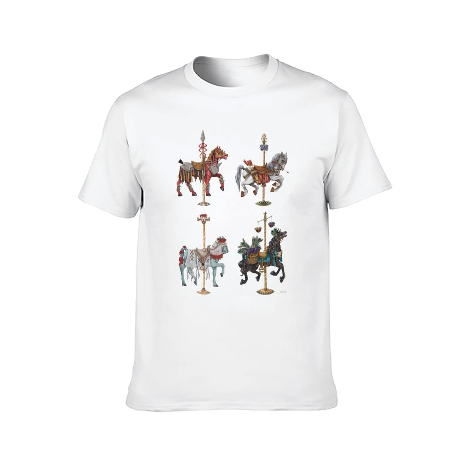 Four Carousel Horses of the Apocalypse Vertical T-Shirt Aesthetic clothing customs design your own t shirts for men