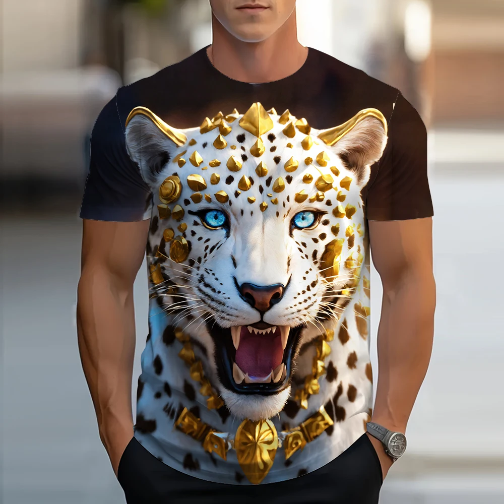 Golden Lion King 3D Printed Men's T Shirt Summer Casual T Shirt Animal Pattern Top Harajuku Short Sleeve Oversized Streetwear