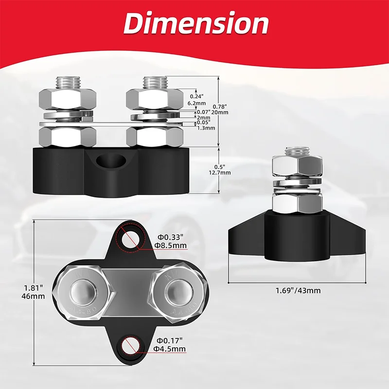 Bus Bar 48V 200A Battery Power Distribution Block M6 M8
