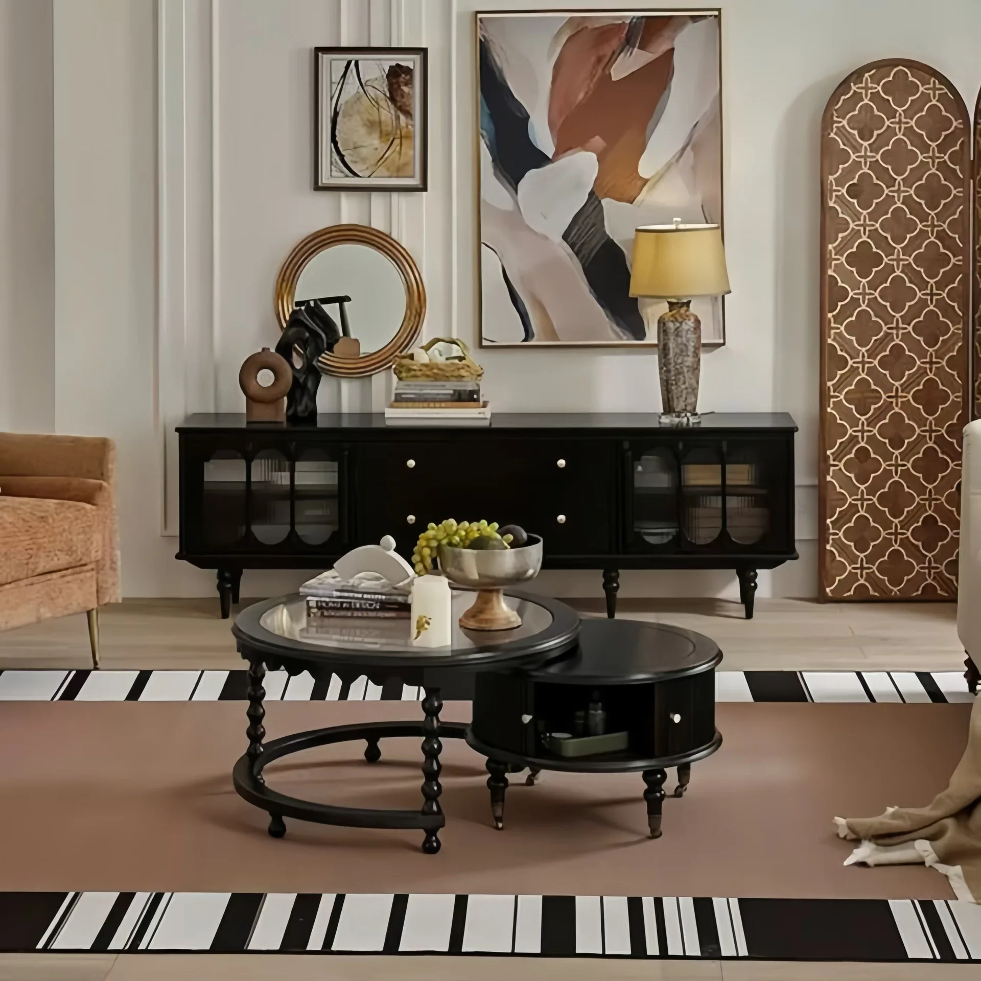 خزانة تلفزيون فرنسية قديمة متوسطة الحجم من الخشب الصلب وخزانة أرضية لغرفة المعيشة وخزانة منزلية للتخزين #2