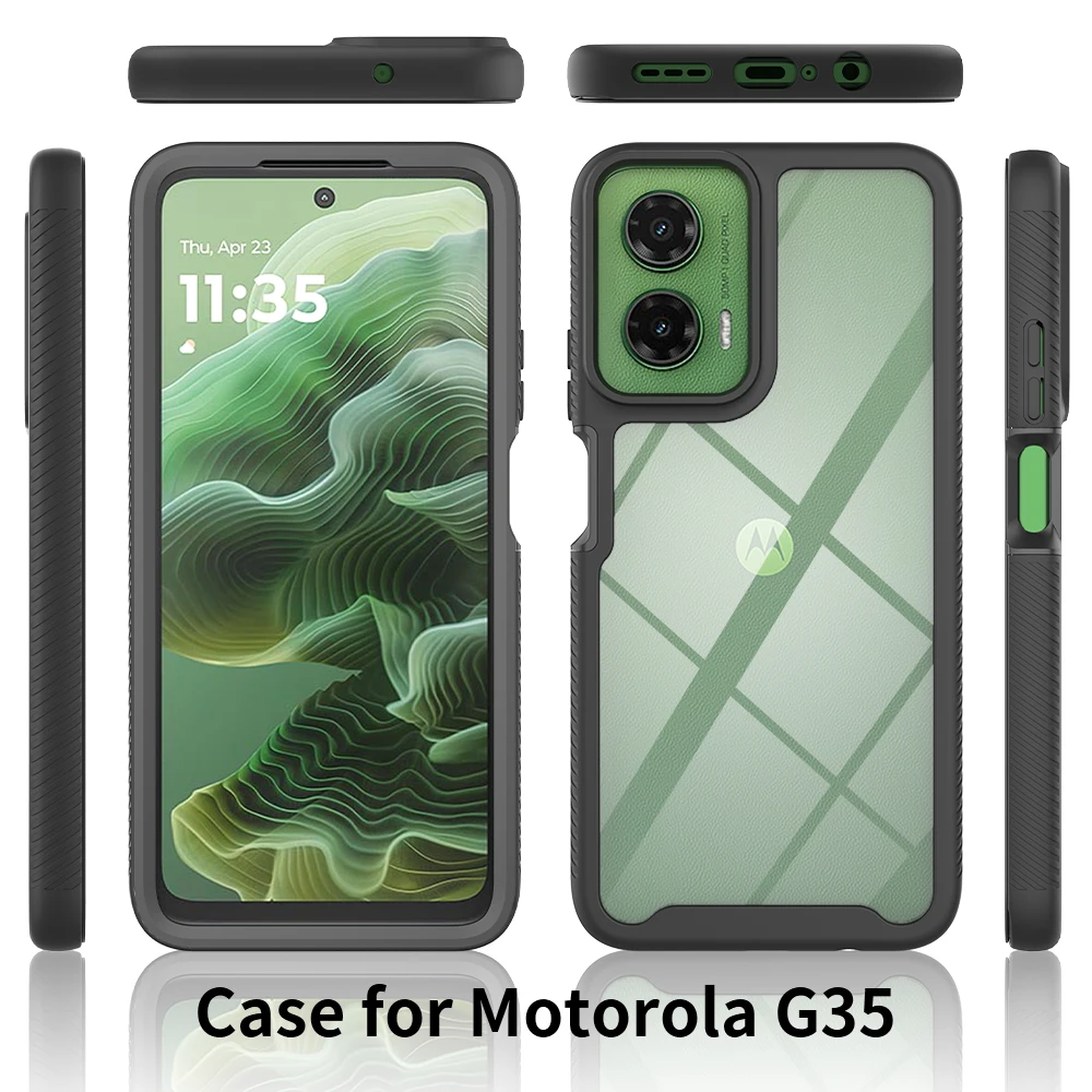 360 Full Coverage Phone Case for Moto G55 G35 Edge 30 Pro G24 G04 E14 G14 G54 G84 2 in 1 Transparent Heavy Duty  Anti-fall Caque