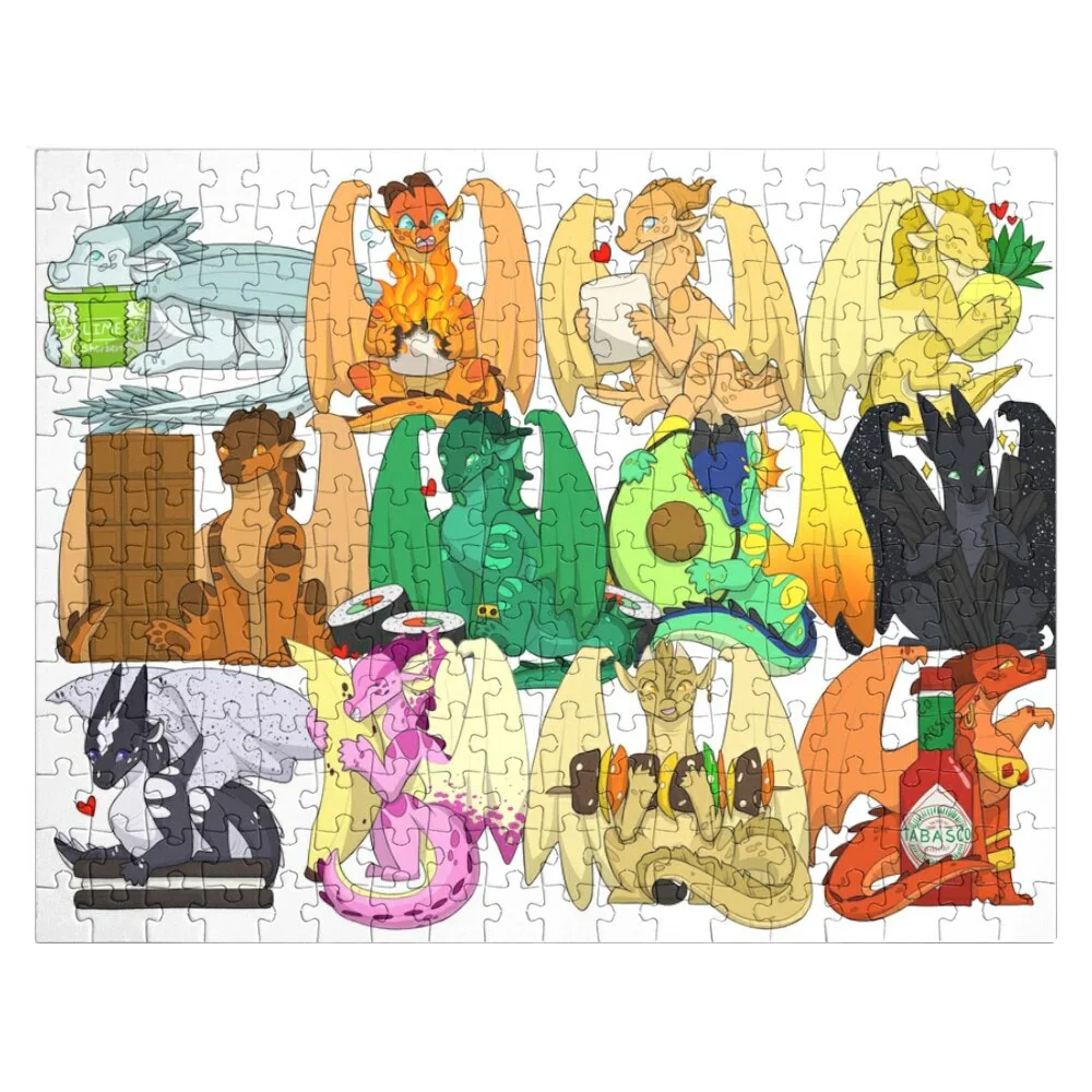 Wings of Fire Chibis with FOOOOD Jigsaw Puzzle Puzzle Photo Custom Personalised Name Puzzle