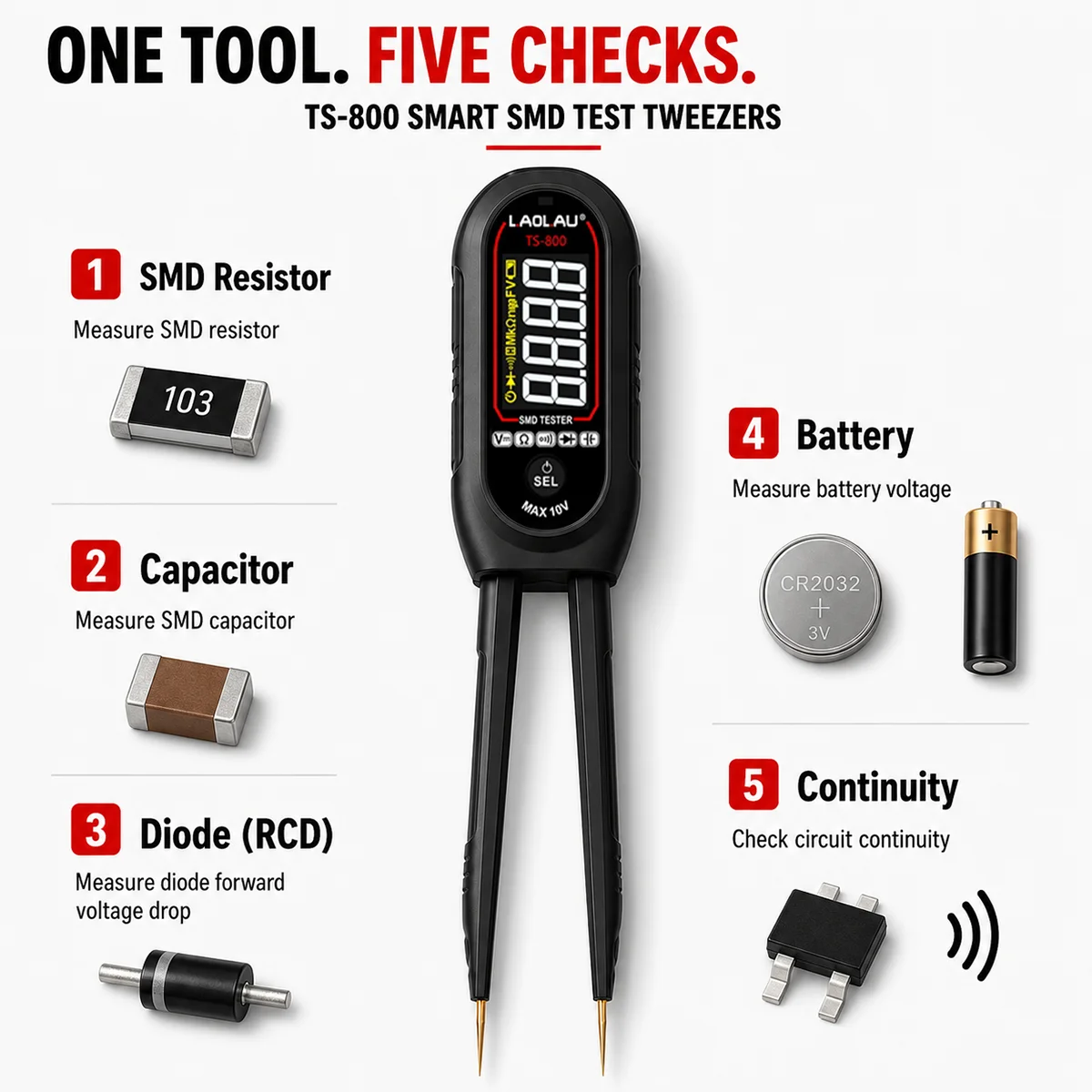 Pinça inteligente TS800, medid - Smd Tweezer Set avaliação e preço