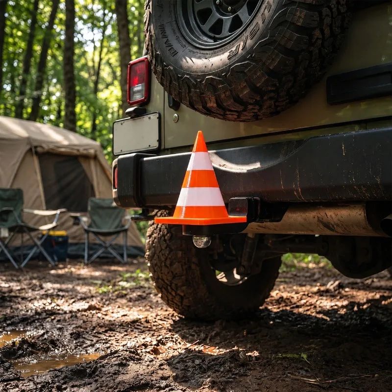 Traffic Cone Trailer Hitch Cover 8x8x8cm 65g, Creative Funny Mini Traffic Cone Tow Ball Protector, Dustproof Trailer Coupling