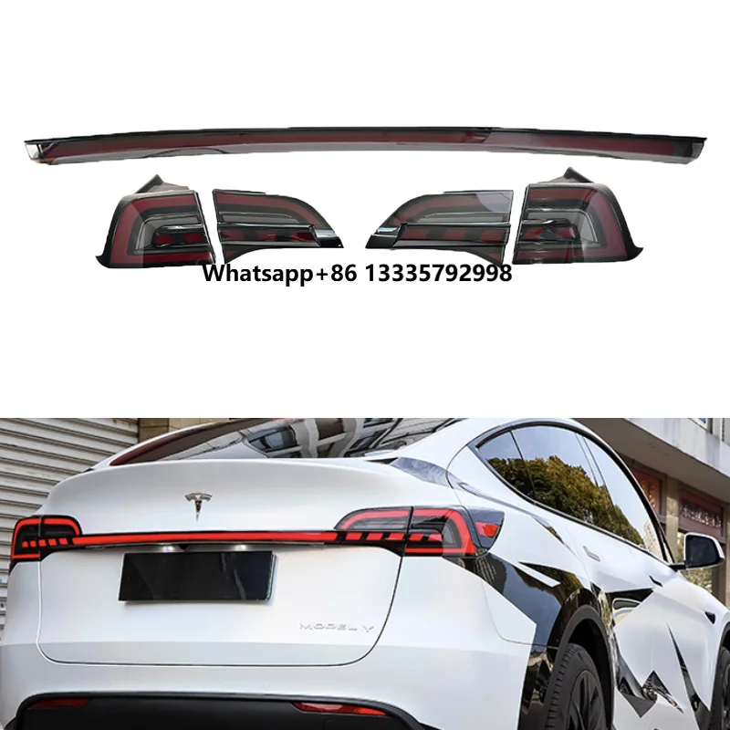 

High Low Configuration Car Exterior Accessories Full-Width Strip Through Shape Tail Lights Taillamp for Tesla Model 3 Y