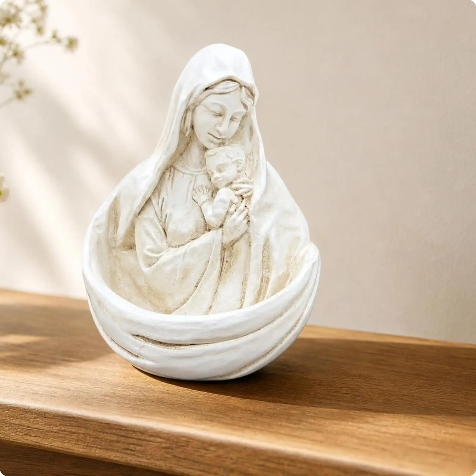 Mother and Child Figurine Resin Parent and Offspring Statue White Parent-Child Relationship Sculpture