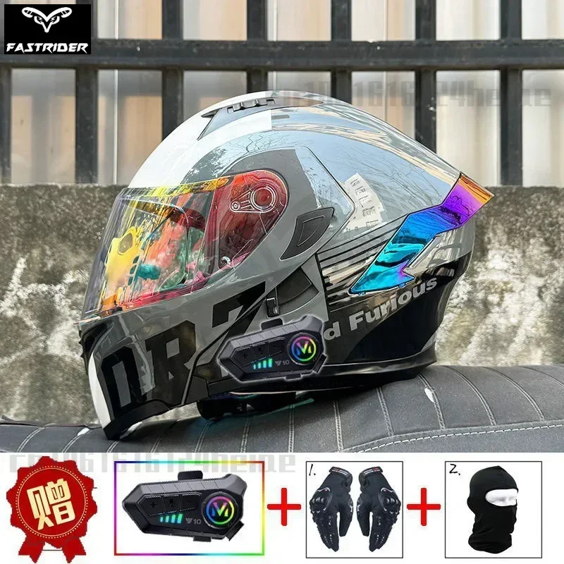 ORZ motorcycle helmet Bluetooth motorbike helmet for men women four season helmet motocross DOT certification