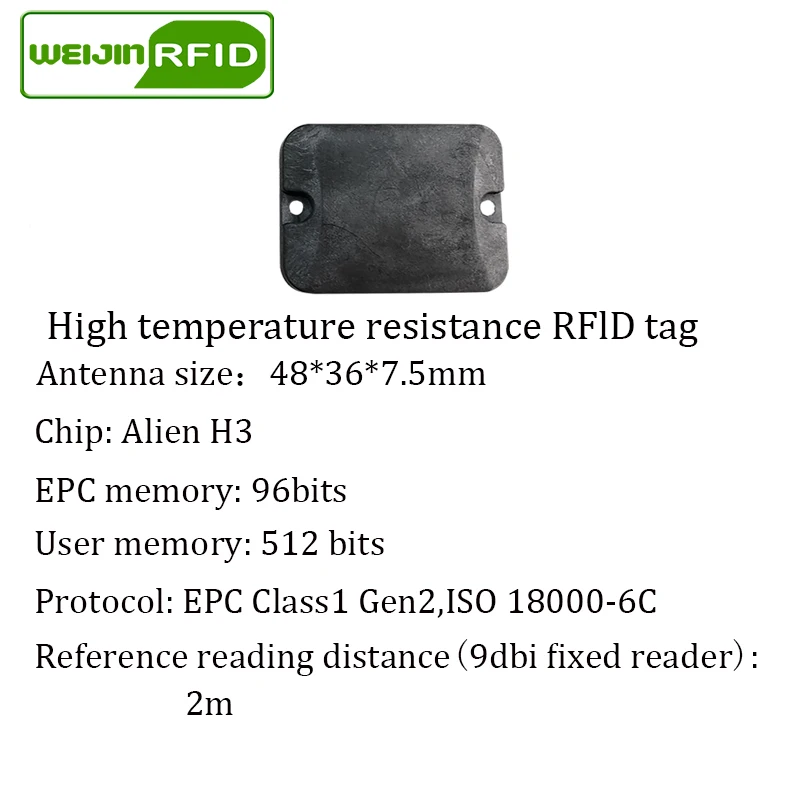 UHF RFID 고온 저항 금속 태그, 내열성 스마트 카드 패시브 RFID 태그, 6c, 48*36mm * 7.5mm * 100 개, 무료 배송