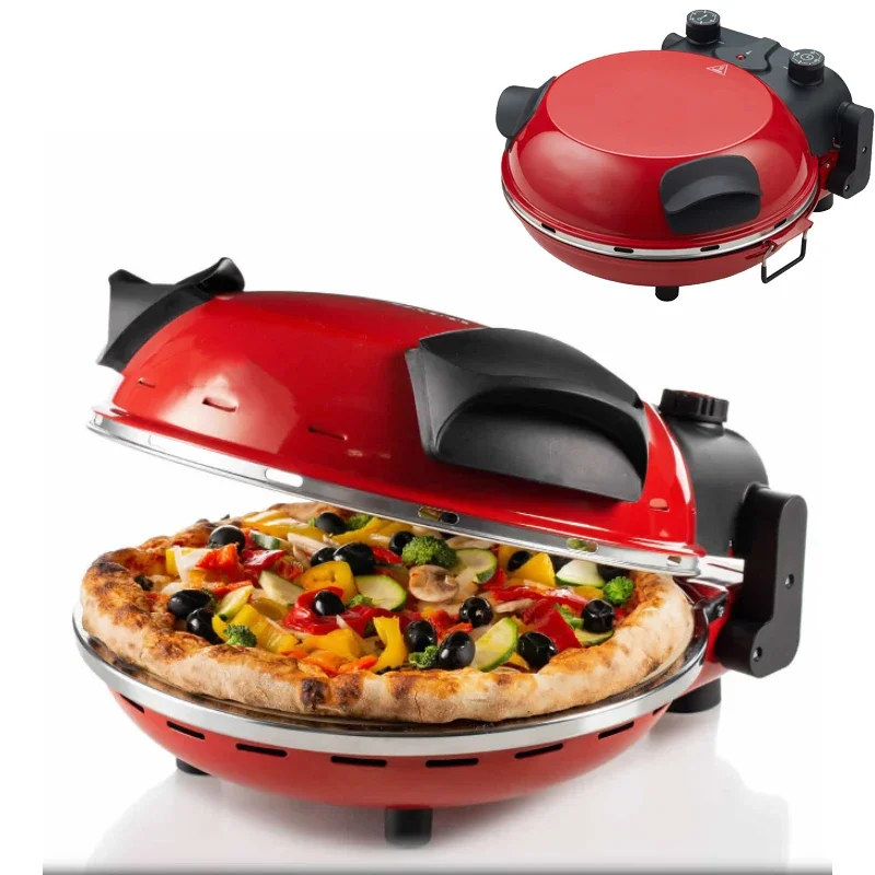 Crispy Crust 12" Rotating Pizza Maker with Stone & Baking Pan Electric Pizza Oven