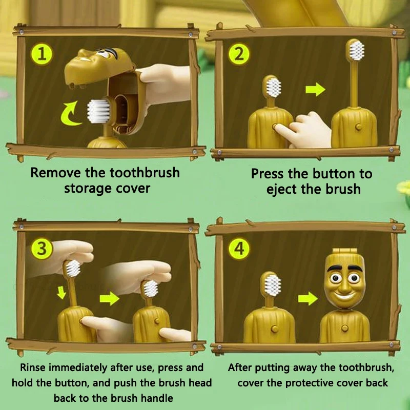 Lustige italienische Brainrot Tung Kinderzahnbürste, Anime-Zahnbürste mit weichen Borsten, Reise-Cartoon, niedliches Modell, dekorative Ornamente