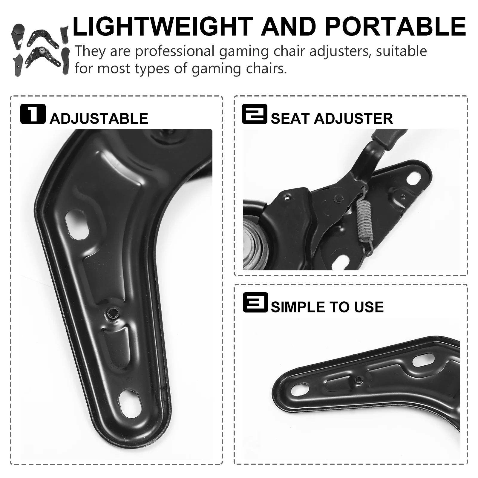 

6Pcs Professional Game Chair Adjusters Multi-Angle Regulators for Most Gaming Chairs Heavy-Duty Chair Angle Accessories Black