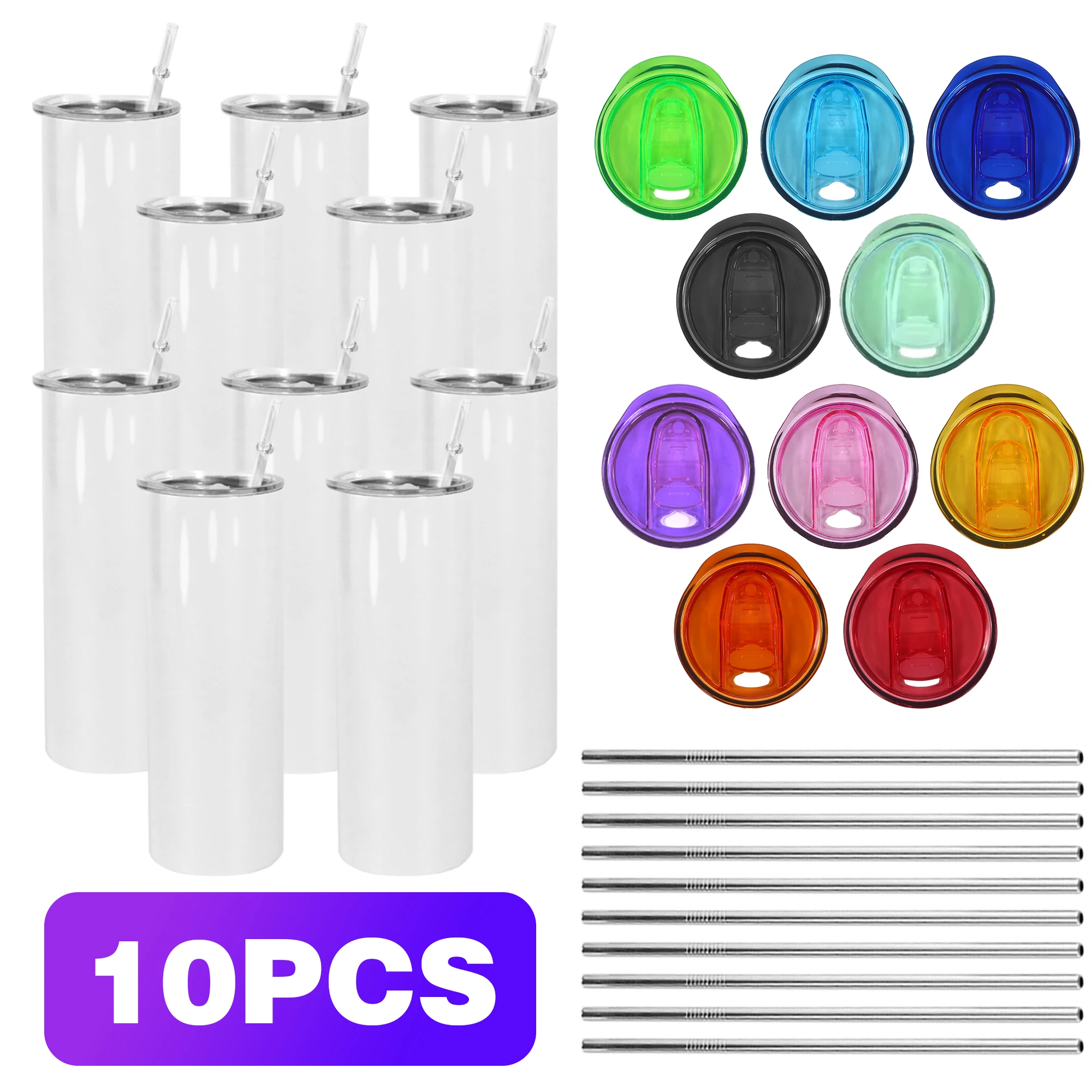 

Free Shipping US Warehouse 10pcs 20oz Stainless Steel Insulated Sublimation Straight Tumbler with Clear Lid and Colored Lid Wang