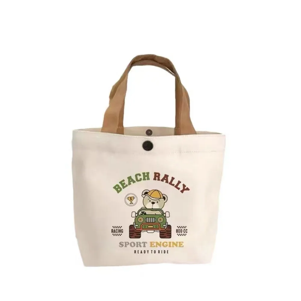 Tas Tote Kanvas Persik Fashion Tas Tangan Mini Kapasitas Besar Kanvas Tas Penyimpanan Kartun Perjalanan