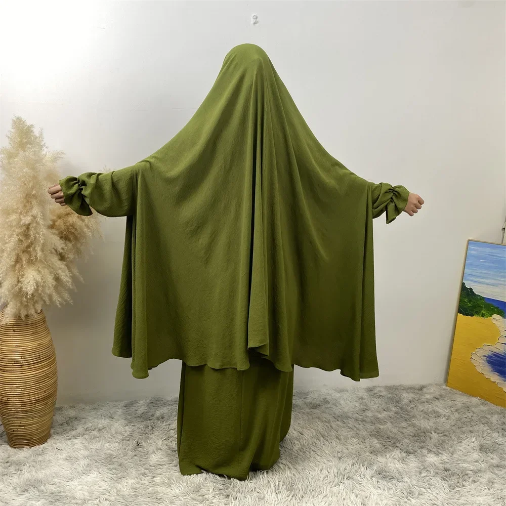 Ramadan Khimar Abaya saoudien 2 pièces ensemble turquie Islam musulman Hijab Robe vêtements de prière Abayas femmes Kebaya Robe Femme Musulmane