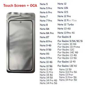Bilashmart Front Touch Screen Glass OCA Redmi 9A 9i 9C 10C 12C 13C 14C Note 5 6 7 8 9 10 11 8T 12 12s 13 14 Turbo 4G 5G Pro Plus Max