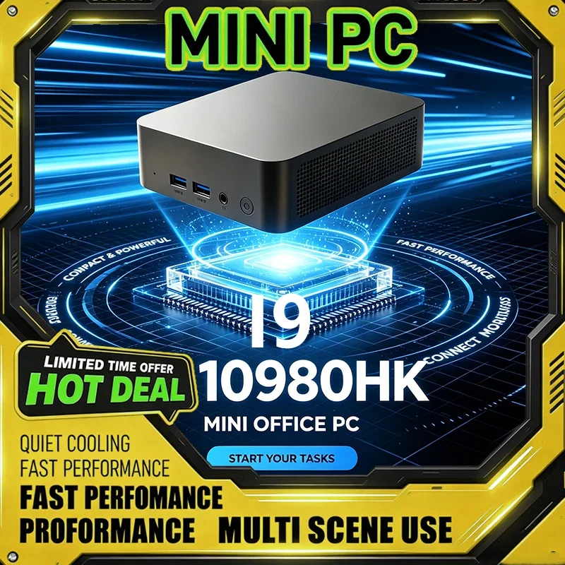 Intel I9-10980HK Mini PC Compact Powerful Small Desktop Computer for Home Office Multiple Interfaces Office Gaming Performance