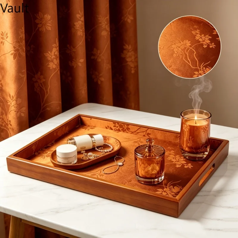 

Solid Wood & Embroidery Chinese Jewelry Display Tray, Multi-Function Organizer for Bracelet Beads & Pendant, Shop Counter Prop
