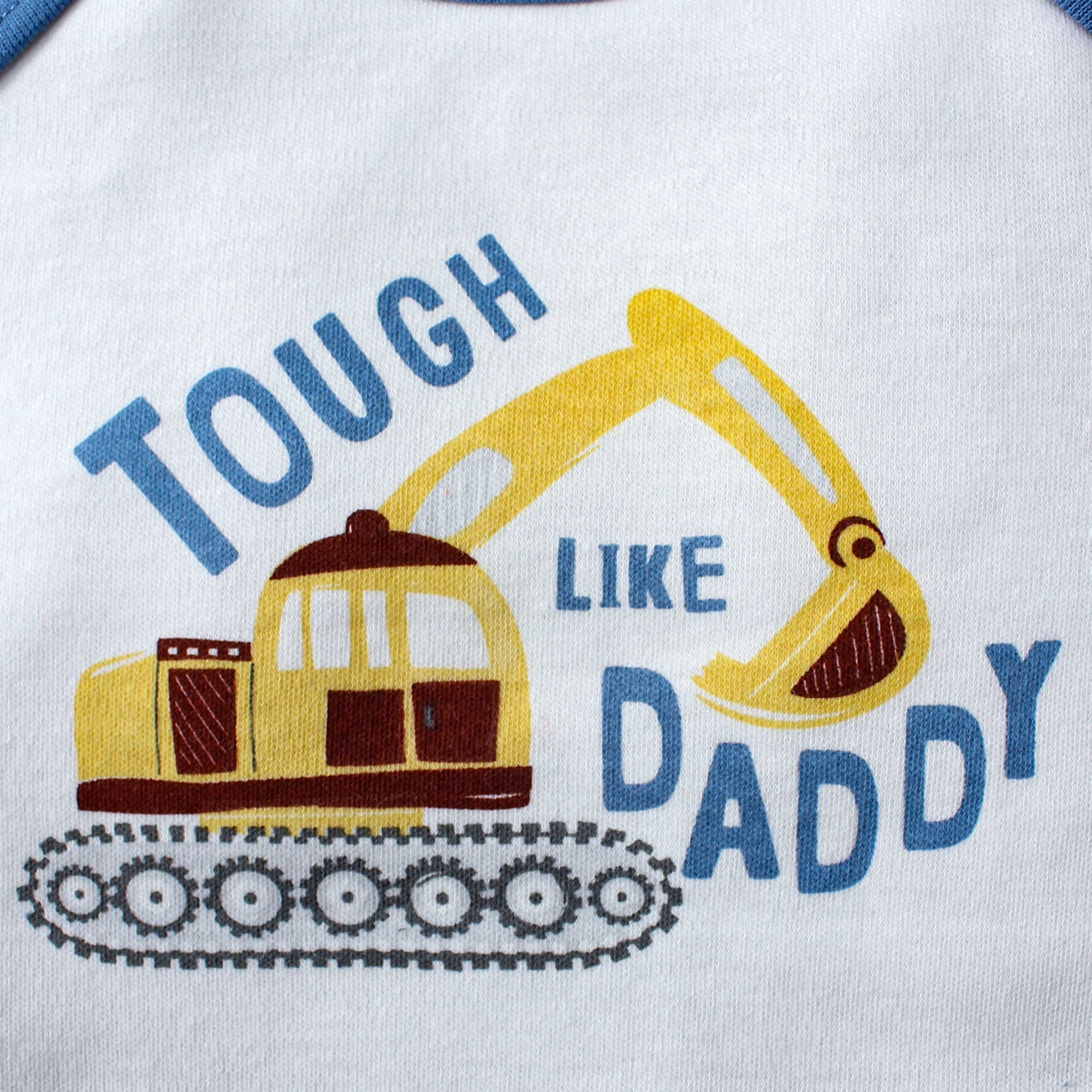 3PCS Summer Boys Baby Bodysuit Three piece Set Cartoon Excavator and Stripe Pattern Short Sleeve Button Design Triangle Bodysuit