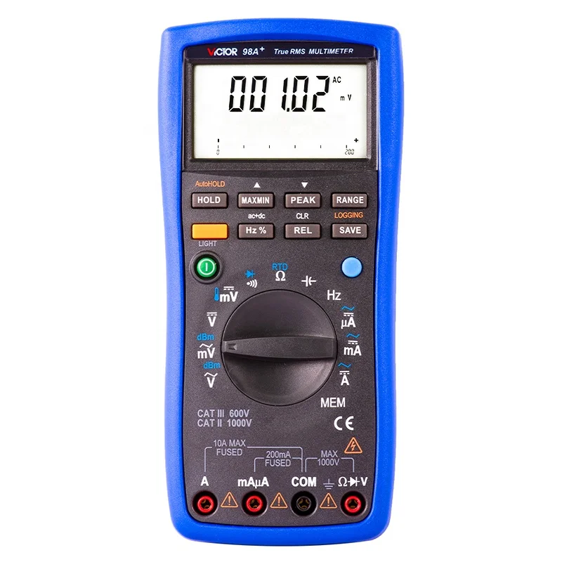 

VICTOR 98A+ RTS T- RMS 22000 Counts RTD PT100 Thermocouple Tester LCD Backlight Portable USB AC/DC Ammeter Ohm Voltmeter