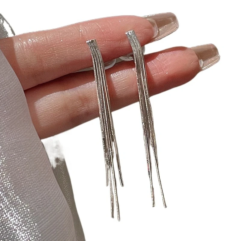 

Long tassel mosquito coil disc ear clips women's earrings, cold senior square face earrings