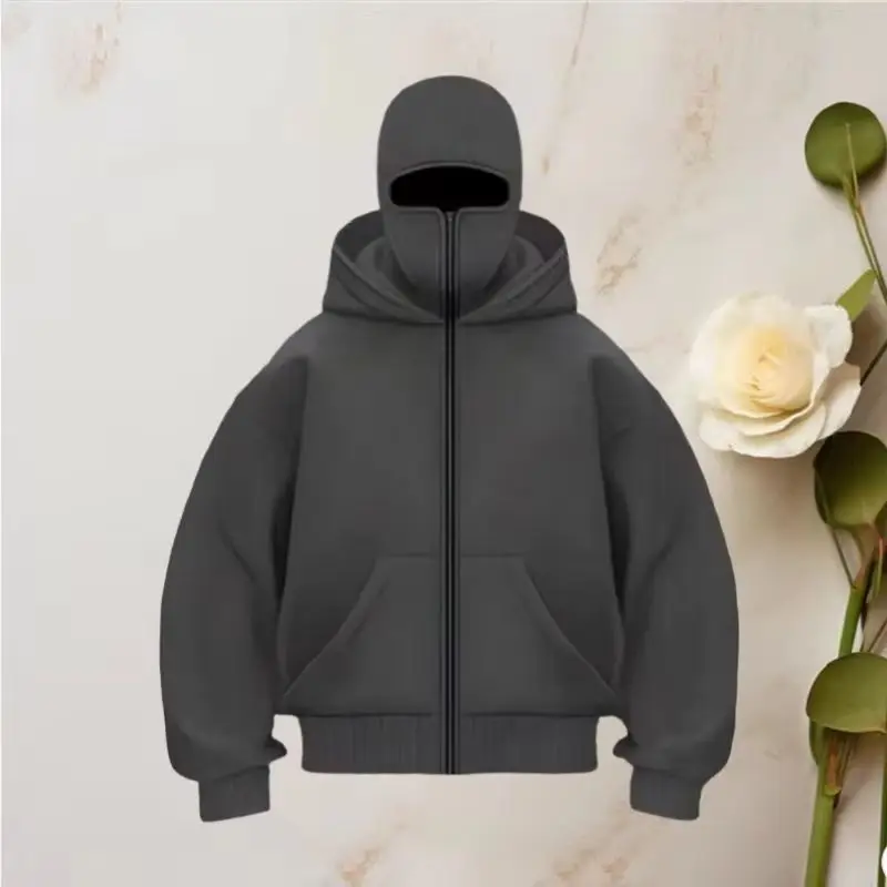 الرجال والنساء بالاكلافا Y2K القوطية Harajuku شتاء جديد البند مزدوجة مقنعين البلوز الرجال مقنعين قناع سستة ملابس رياضية #1