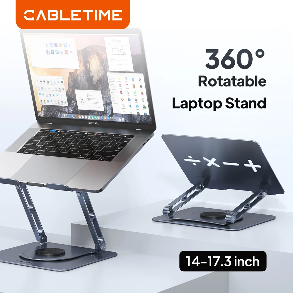 CABLETIME 360 °   Soporte Giratorio de Aluminio para Laptop Macbook Air Pro, Soporte Vertical Plegable para Tablet, para iPad, Dell, Lenovo