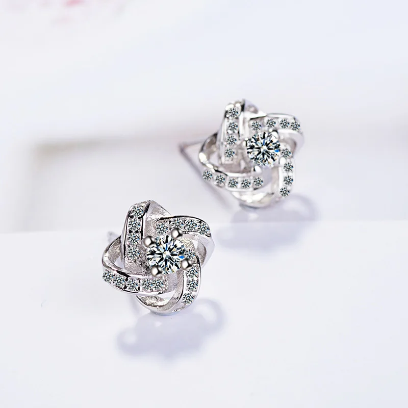 Shonemes Eternal Star Stud Earrings Exquisite Cubic Zirconia Platinum Plated Ear Jewelry Gifts for Women