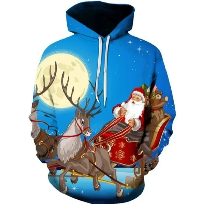 Christmas Jerse Red Santa Claus Snowman Elk Men Hoodies Autumn Winter 3DPrinted Fashion Sweatshirts Leisure Hip Hop Y2k Clothes