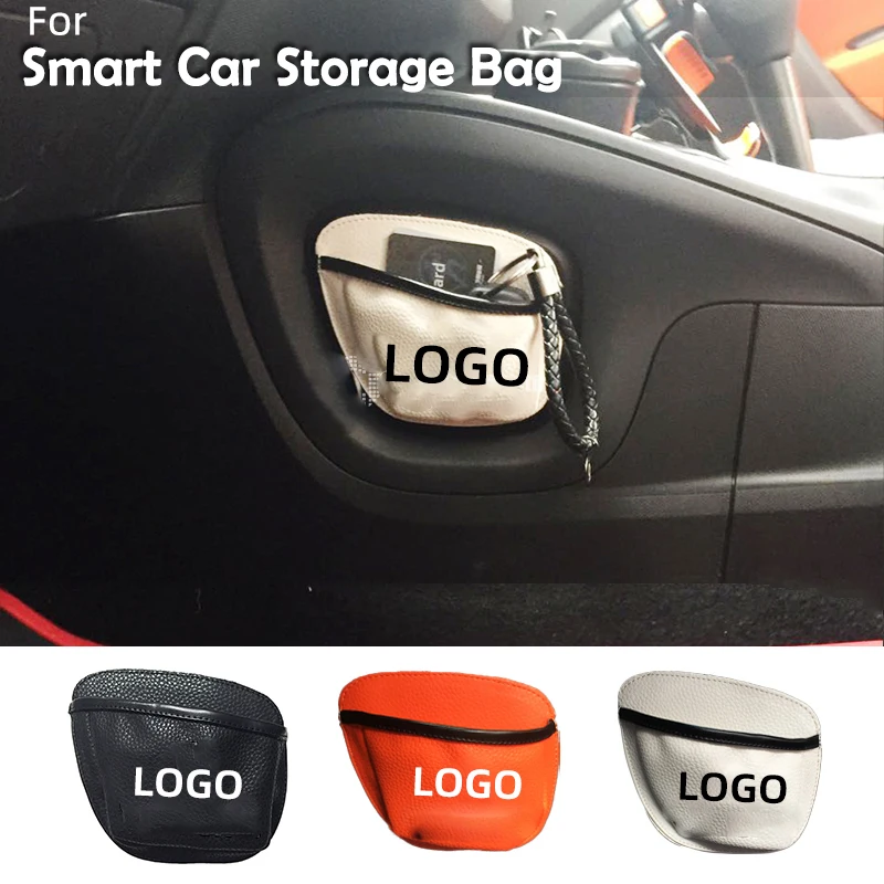 For Smart 453 Fortwo Forfour New Car Storage Bag  Patch Pocket Mobile Phone Sundried Card Leather Bag Mesh