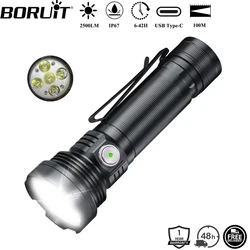 BORUiT ET28 2500LM 5*LEDs Flashlight Type-c Rechargeable Torch Waterproof Camping Fishing Emergency Lantern