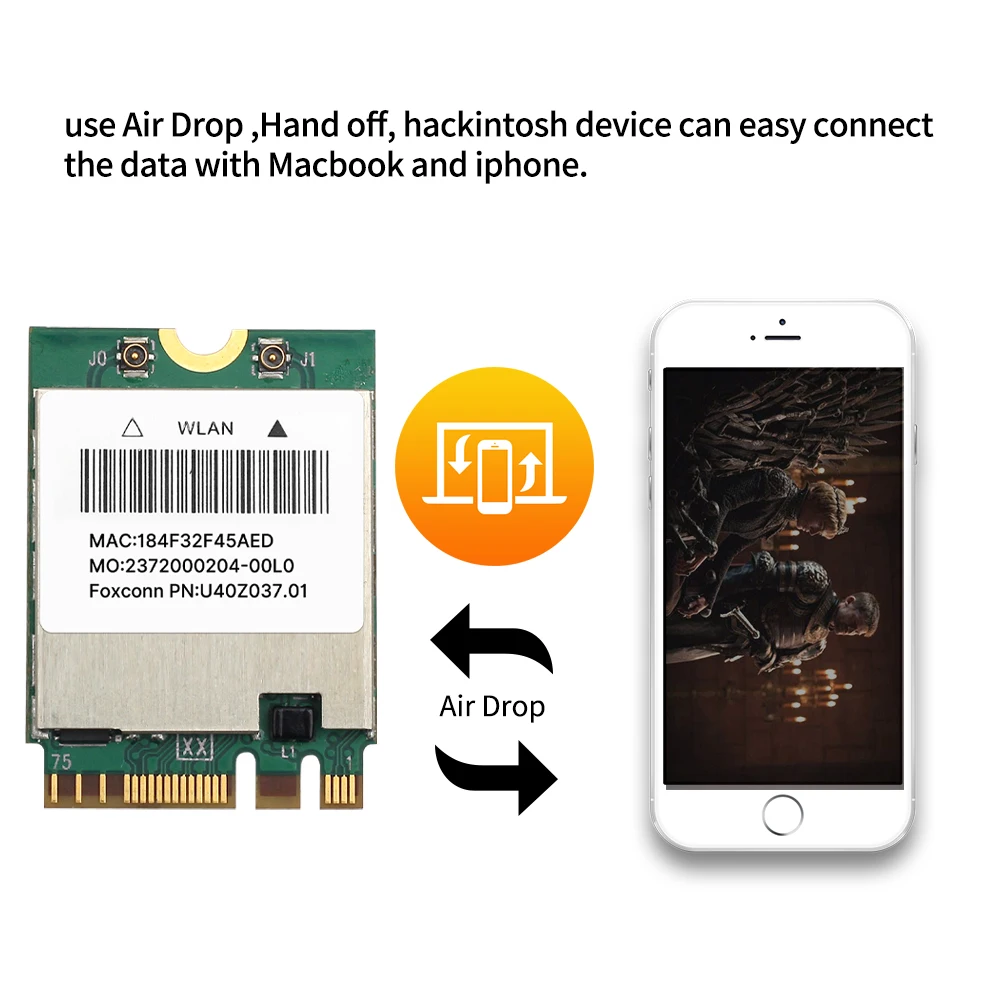 1200M BCM94352Z WiFi Card M.2 NGFF 802.11AC BT4.0 2.4G/5GHz BCM94352Z Wlan Network Card for Hackintosh mac