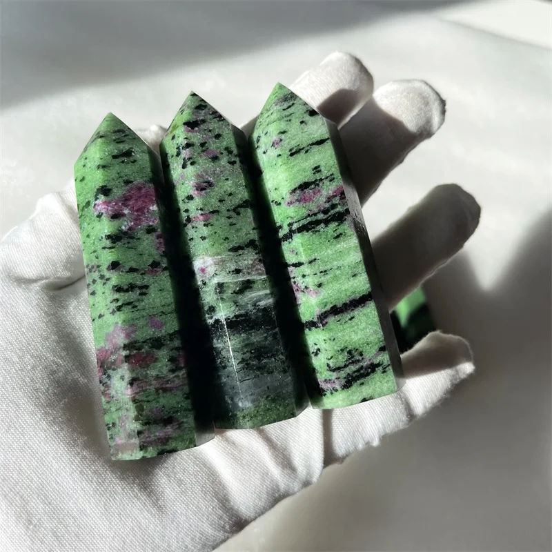 5pcs Natural Healing Crystal Epidote Tower Ruby Zoisite Point For Decoration