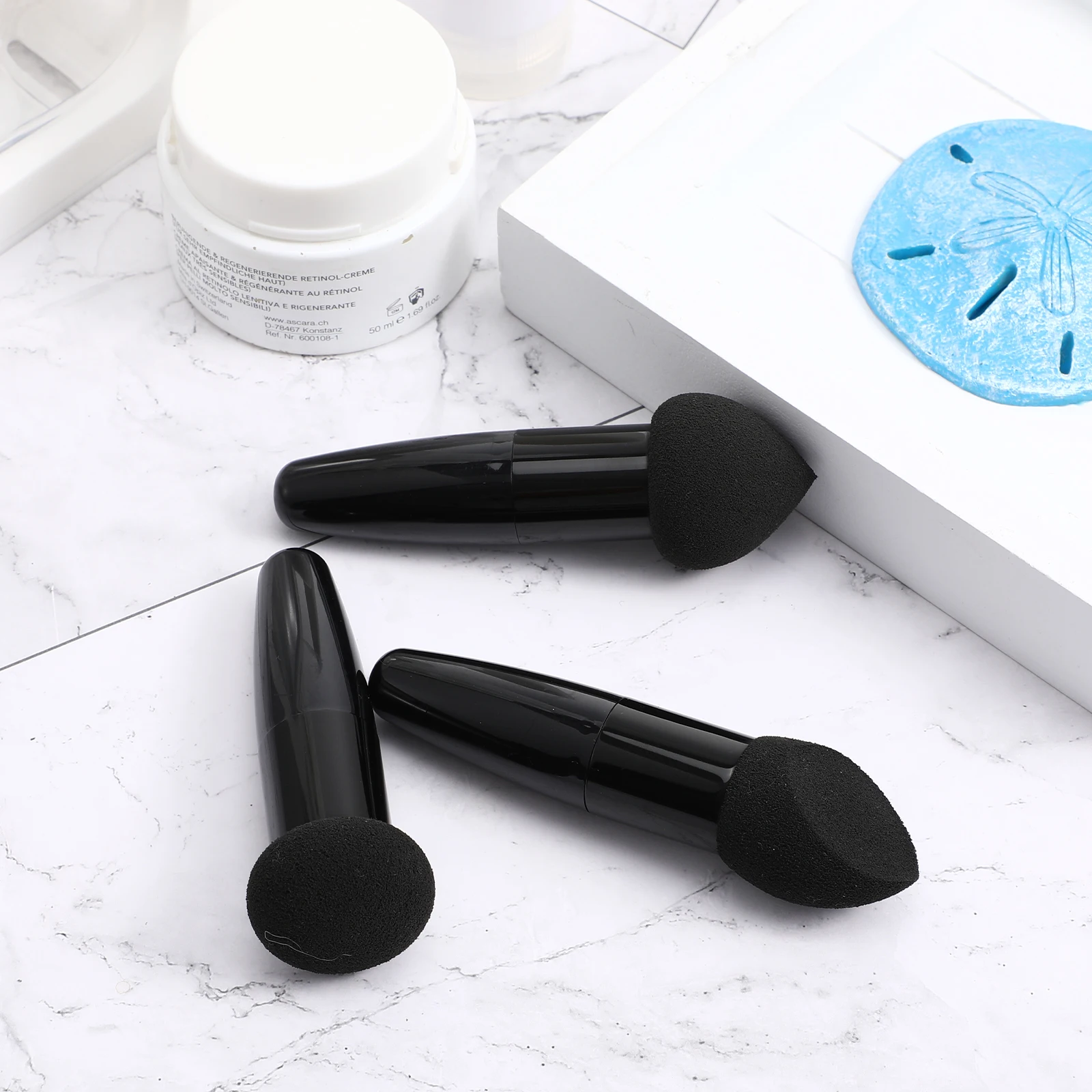 

3Pcs Makeup Pen Set Beauty Sponges Handle Black Mushroom Foundation Heart Shaped Puff Portable Wet Dry Pens Handheld