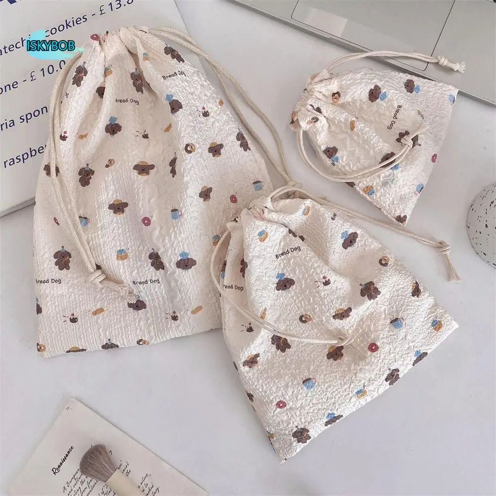 

3Pcs/set Kawaii Drawstring Storage Bag Printing Large Capacity Cartoon Cosmetic Bag Coin Purse Make Up Pouch Bag