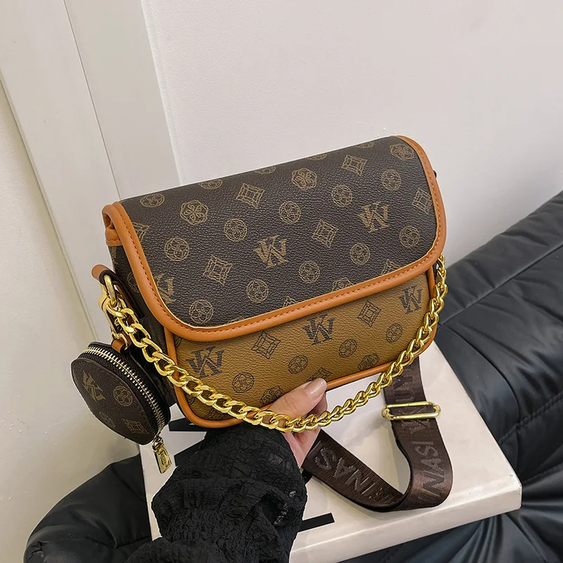 

2025 Niche Print Saddle Bag, Luxe Underarm Purse for Women, Versatile Shoulder Crossbody, Minimalist Day-to-Night Tote