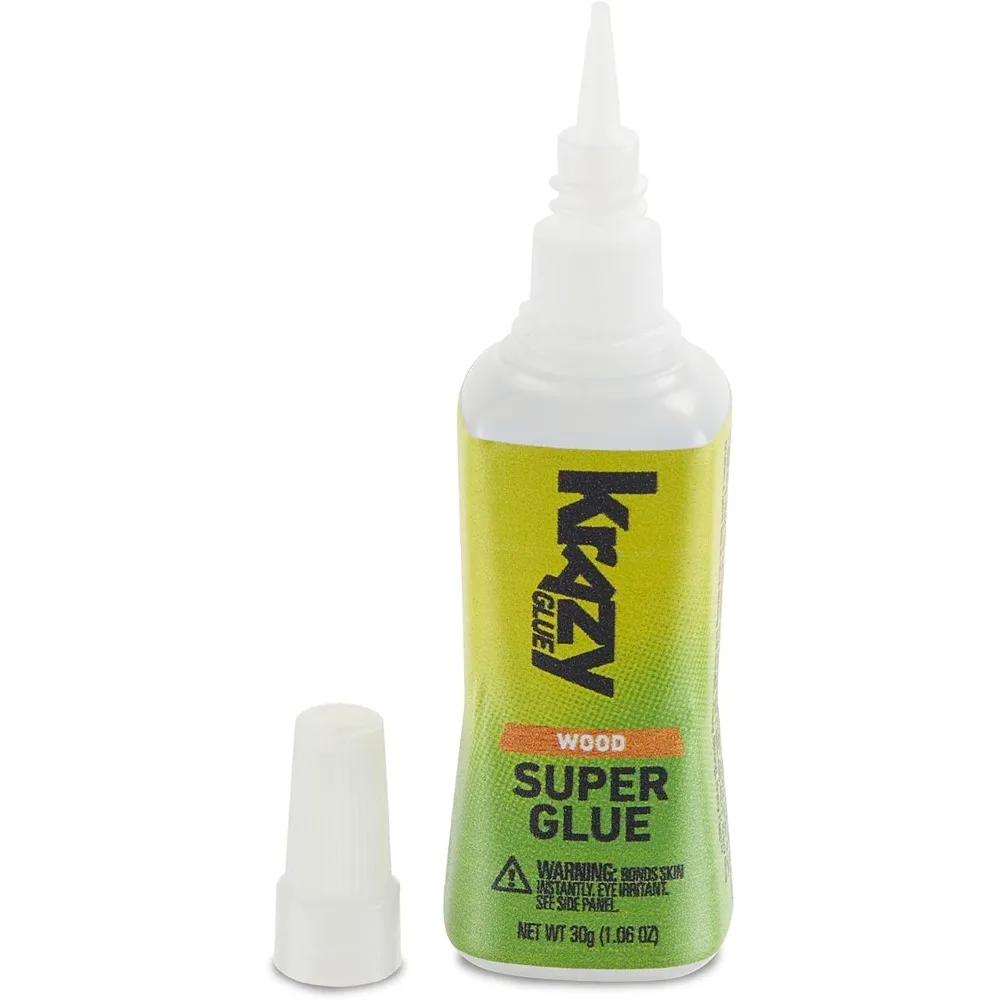 Fast-Dry Wood Superglue, 30g, Strong Adhesive with Precision Tip for Pine, Oak, Maple & More, No Clamp Needed