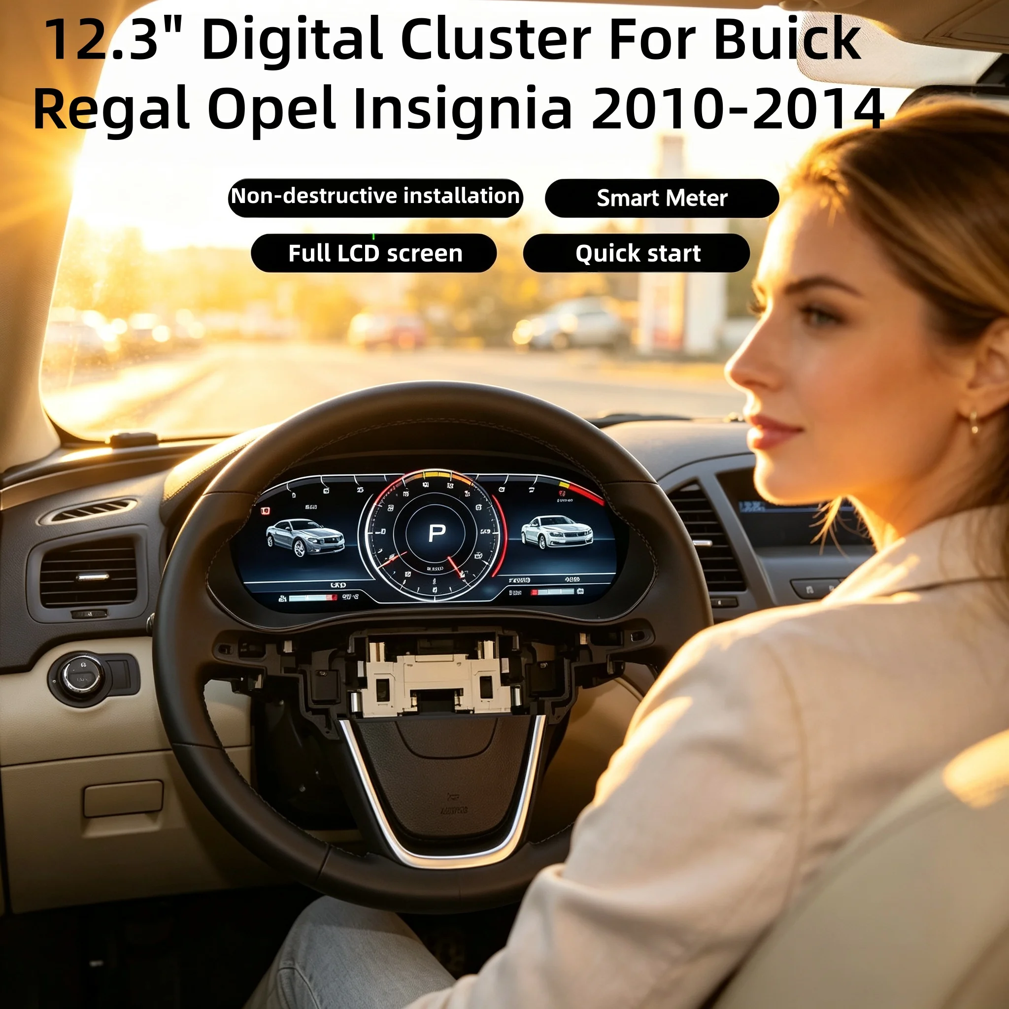 12.3 Inch Digital LCD Instrument Cluster For Opel Insignia 2009-2015, Smart Speedometer Dashboard Speedometer Virtual Cockpit