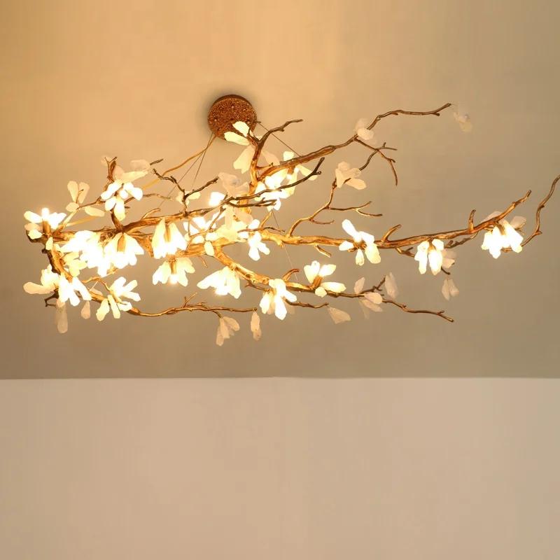 Nordic creative lotus living room chandelier tea room light, Chinese homestay style bedroom dining room light