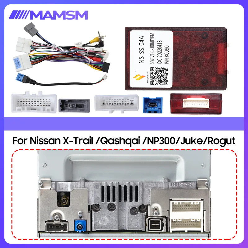 Para Nissan X-Trail / Qashqai J10/J11/ NP300/Juke/Rogue: Cabo de Fiação Plug and Play de 16 Pinos para Rádio Automotivo com Adaptador Canbus