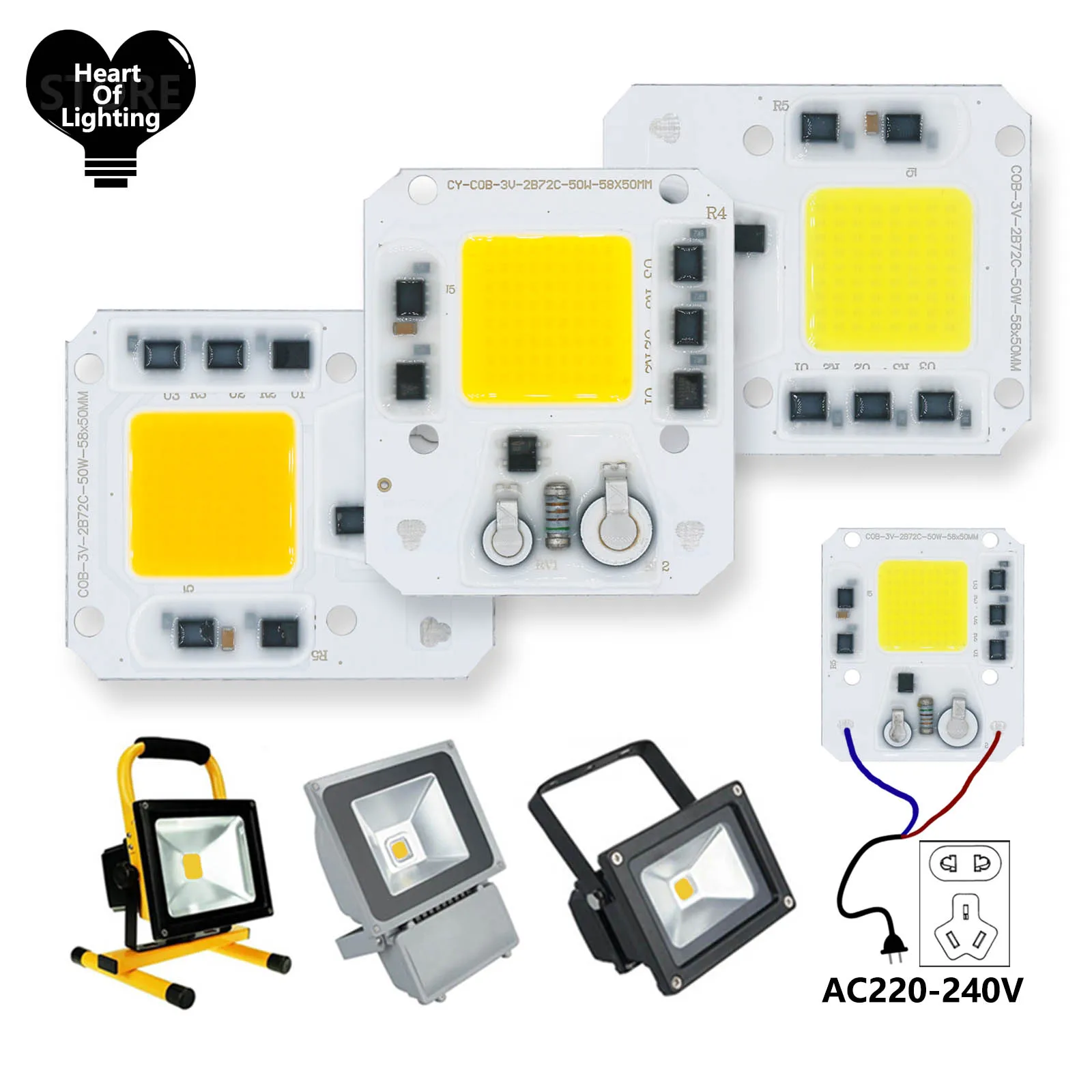 

5pcs AC 220V LED Chip High Power 50W COB Chip No Need Driver Integrated LED Lamp Bead for Flood Light Spotlight Lampada Lighting