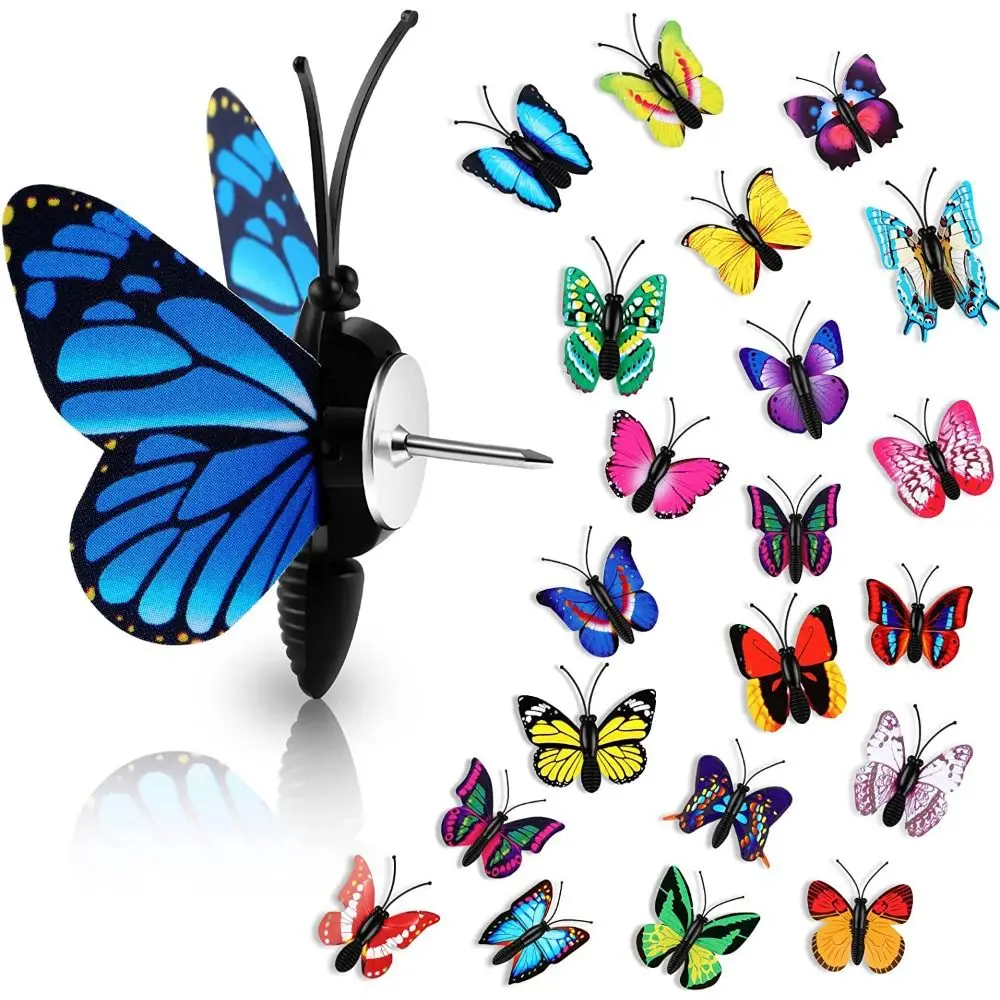 30Pcs Creative Colorful Butterflies Push Pins DIY Reusable Thumb Tacks with Box Multifunctional Blackboard Push Pins