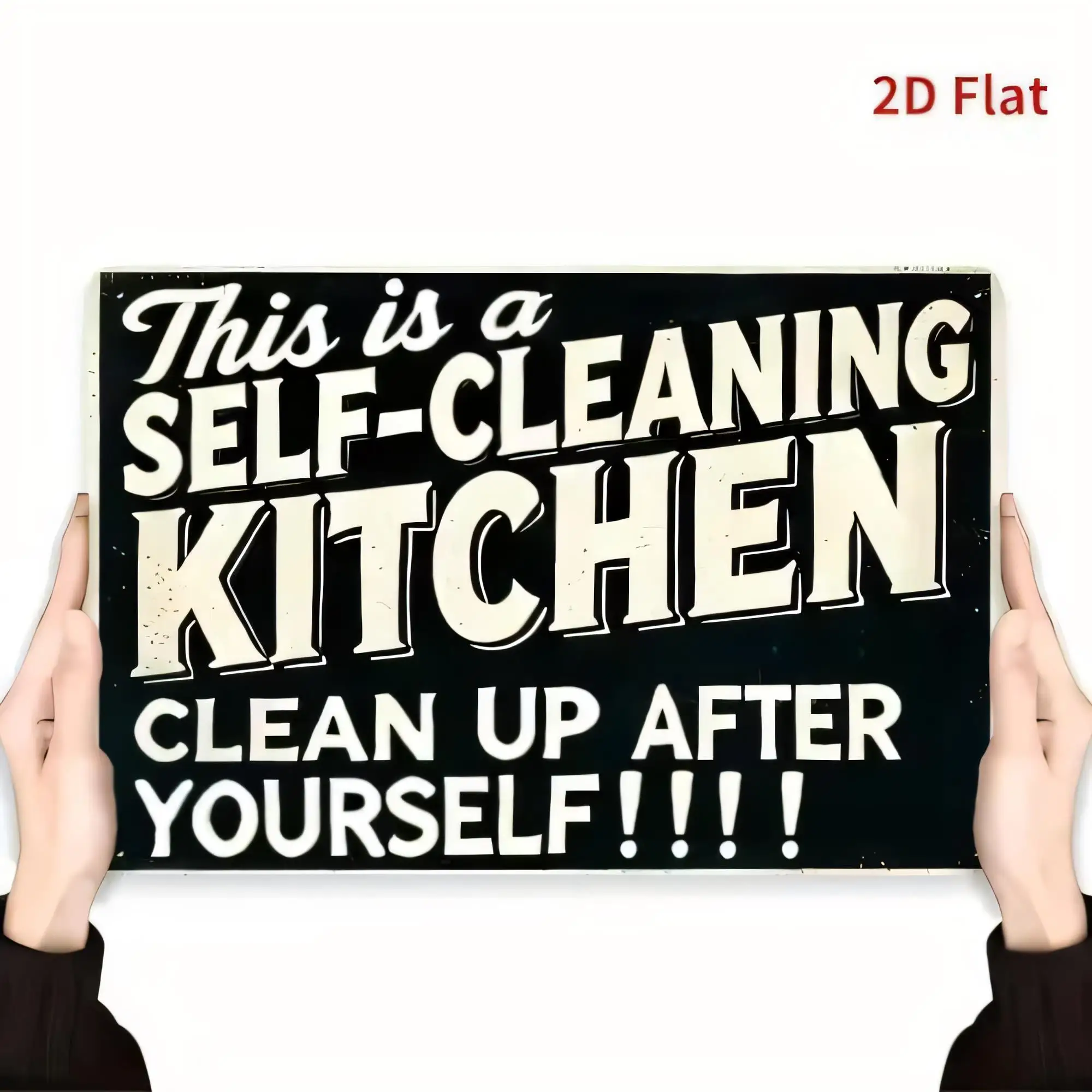 This Is a Self-Cleaning Kitchen Clean Up After Yourself Funny Tin Sign, 12x8  Retro Metal Wall Plaque Decor for Bar Pub Cafe Hom